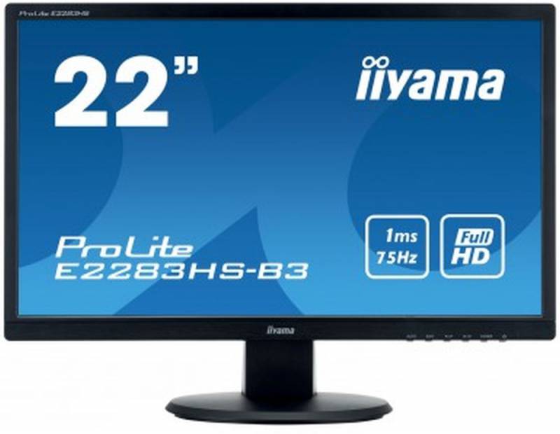 Монитор Iiyama 21.5 ProLite E2283HS-B3 черный TN+film LED 1ms 16:9 HDMI M/M матовая 1000:1 250cd 17