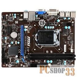 Материнская плата MSI H81M-P33 <S1150, iH81, 2*DDR3, PCI-E16x, SVGA, DVI, SATA III, LPT, Lan, mATX, Retail>