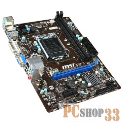 Материнская плата MSI H81M-P33 <S1150, iH81, 2*DDR3, PCI-E16x, SVGA, DVI, SATA III, LPT, Lan, mATX, Retail>