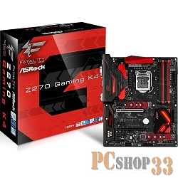 Материнская плата Asrock Z270 GAMING K4 Soc-1151 Intel Z270 4xDDR4 ATX AC`97 8ch(7.1) GbLAN RAID+DVI+HDMI