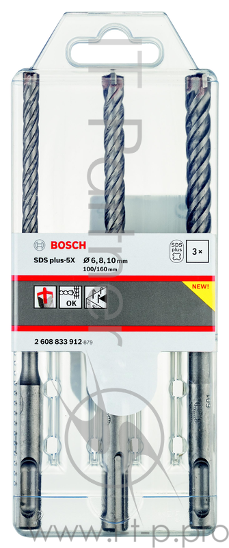 Набор буров BOSCH 2608833912 SDS plus-5x 3шт набор 6/8/10мм