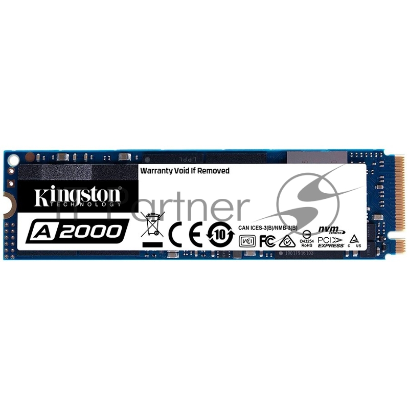 SSD M.2 Kingston 1.0Tb A2000 Series <SA2000M8/1000G> (PCI-E 3.0 x4, up to 2200/2000Mbs, 220000 IOPS, 3D TLC, NVMe, AES-256, 600TBW, 22х80mm)