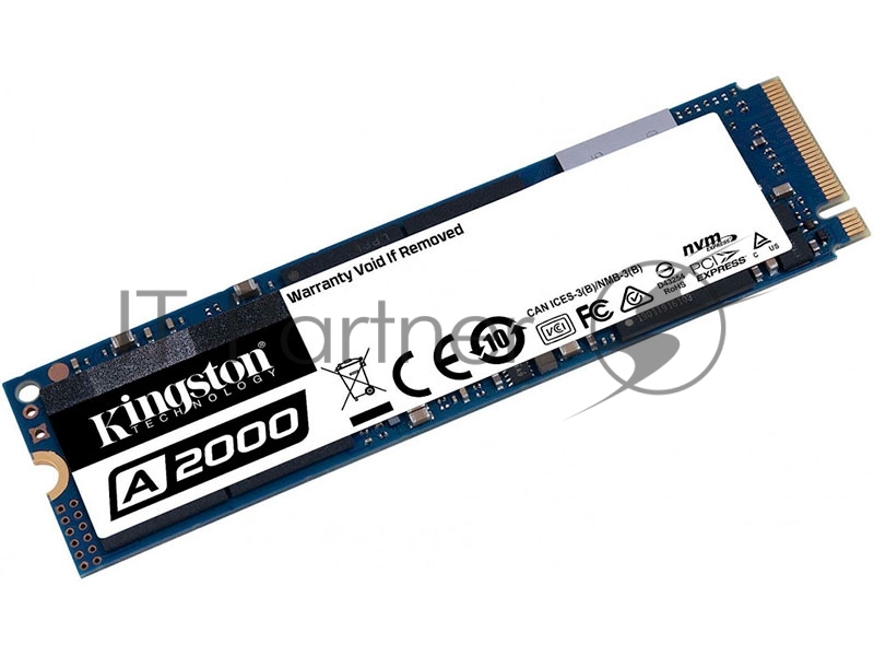 SSD M.2 Kingston 1.0Tb A2000 Series <SA2000M8/1000G> (PCI-E 3.0 x4, up to 2200/2000Mbs, 220000 IOPS, 3D TLC, NVMe, AES-256, 600TBW, 22х80mm)