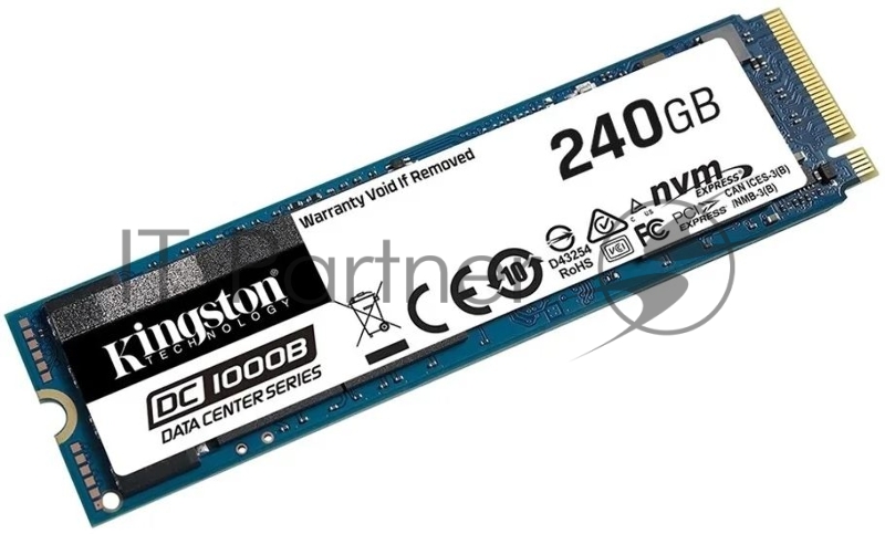 SSD M.2 Kingston 240Gb DC1000B Series <SEDC1000BM8/240G> (PCI-E 3.0 x4, up to 2200/290Mbs, 3D TLC, NVMe, AES-256, 248TBW, 0.5DPDW, PLP, 22х80mm)