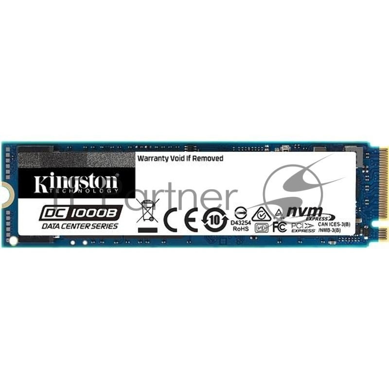 SSD M.2 Kingston 480Gb DC1000B Series <SEDC1000BM8/480G> (PCI-E 3.0 x4, up to 3200/565Mbs, 3D TLC, NVMe, AES-256, 475TBW, 0.5DPDW, PLP, 22х80mm)