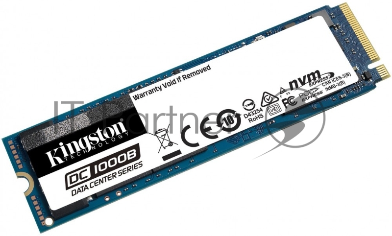 SSD M.2 Kingston 480Gb DC1000B Series <SEDC1000BM8/480G> (PCI-E 3.0 x4, up to 3200/565Mbs, 3D TLC, NVMe, AES-256, 475TBW, 0.5DPDW, PLP, 22х80mm)
