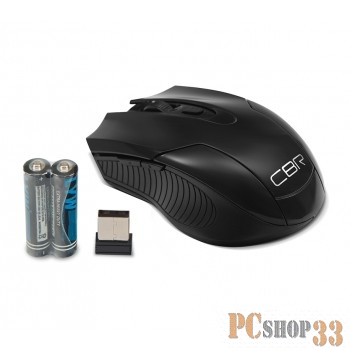 Мышь беспроводная CBR CM 403 Black, оптическая, 2,4 ГГц, 800/1200/1600 dpi, 6 кнопок и колесо прокрутки, ABS-пластик, цвет чёрный