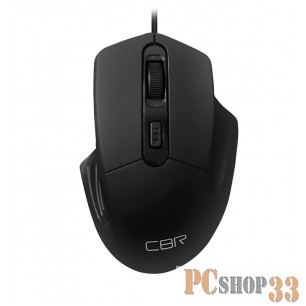 Мышь проводная CBR CM 330 Black, оптическая, USB, 800/1200/1600 dpi, 4 кнопки и колесо прокрутки, длина кабеля 1,8 м, цвет чёрный