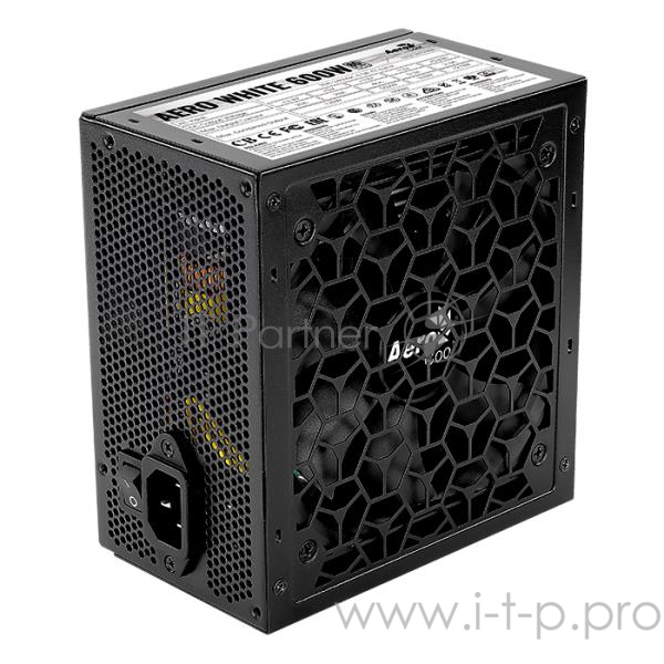Блок питания Aerocool ATX 600W AERO WHITE 80+ (24+4+4pin) APFC 120mm fan 5xSATA RTL