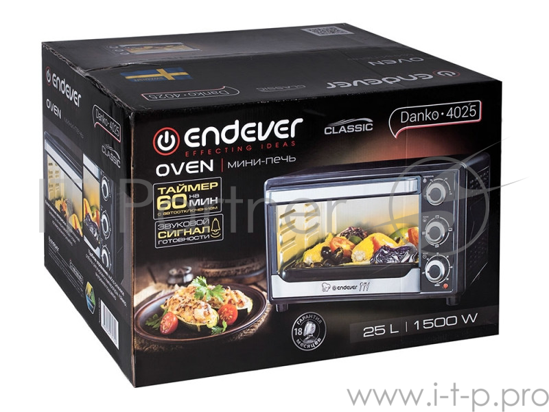Мини-печь Endever Danko 4025, чёрный, 1500 Вт., объем 25 л.
