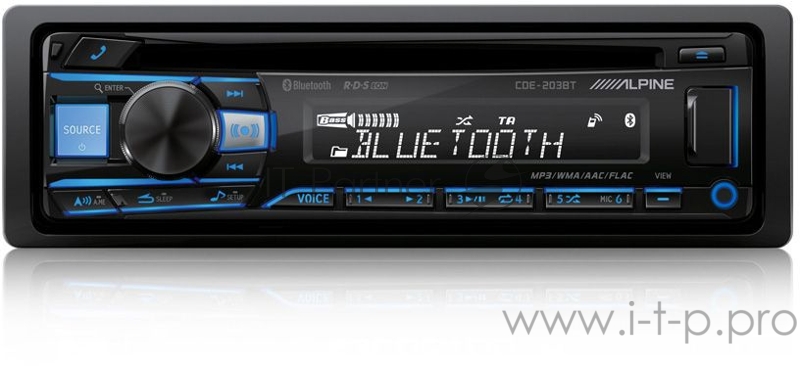 Автомагнитола CD Alpine CDE-203BT 1DIN 4x50Вт