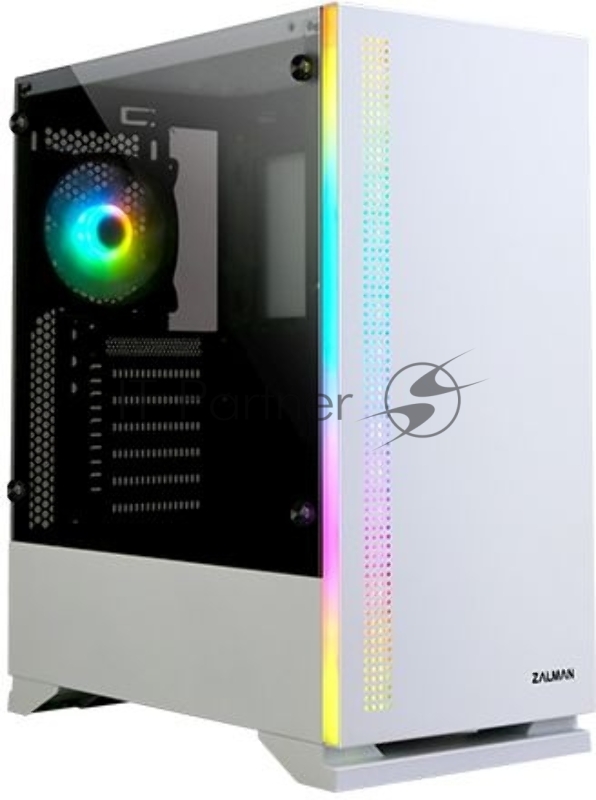 Корпус ZALMAN S5, ATX, WHITE, WINDOW, 2xCOMBO (3.5 or 2.5), 4x2.5, 2xUSB2.0, 1xUSB3.0, FRONT 1x120mm, REAR 1x120mm RGB