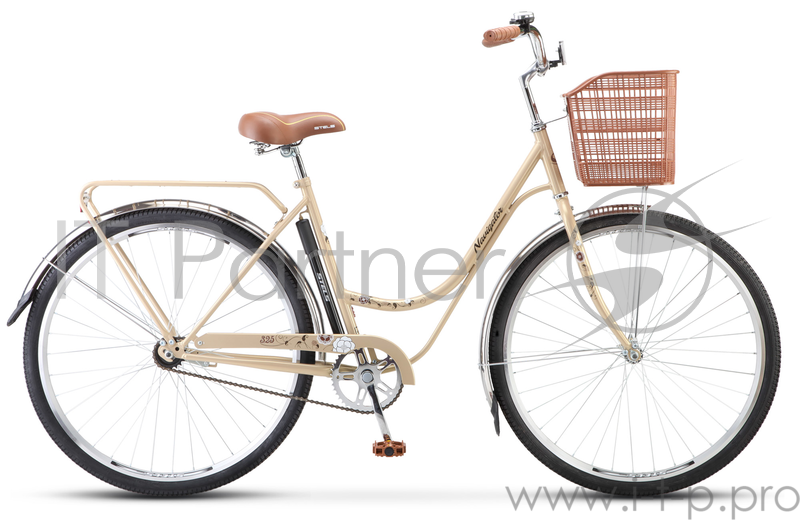 Велосипед STELS Navigator-325 28 Z010 20 Бежевый/коричневый 2018 1-ск, paмa STEEL (20), вилка жёсткая STEEL, задн. ножной тормоз, двойной AL обод, седло CIONLLI, покрышки CHAO YANG, длинные крылья из нерж. стали, багажник, звонок, насос, корзина