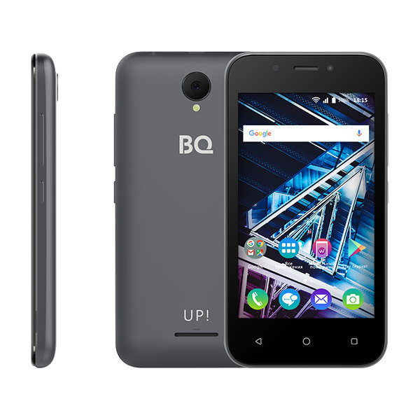Смартфон BQ 4028 UP! Gray диагональ дисплея 4.0”, 480*800 , TN, Процессор: MTK6570, 2 ядра, 1300 MHz Ram 512 mb, Rom 8 gb, GSM 900/1800, WCDMA 900/2100 (3G), Bluetooth, Wi-Fi, GPS, 2 SIM-карты, Слот для карты microSD (до 64 Gb), Android 6.0 Камера: Ф