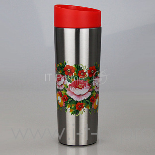 Термокружка вакуумная ЗАБАВА РК-0405М Жостово, нержавейка, 400мл (24)