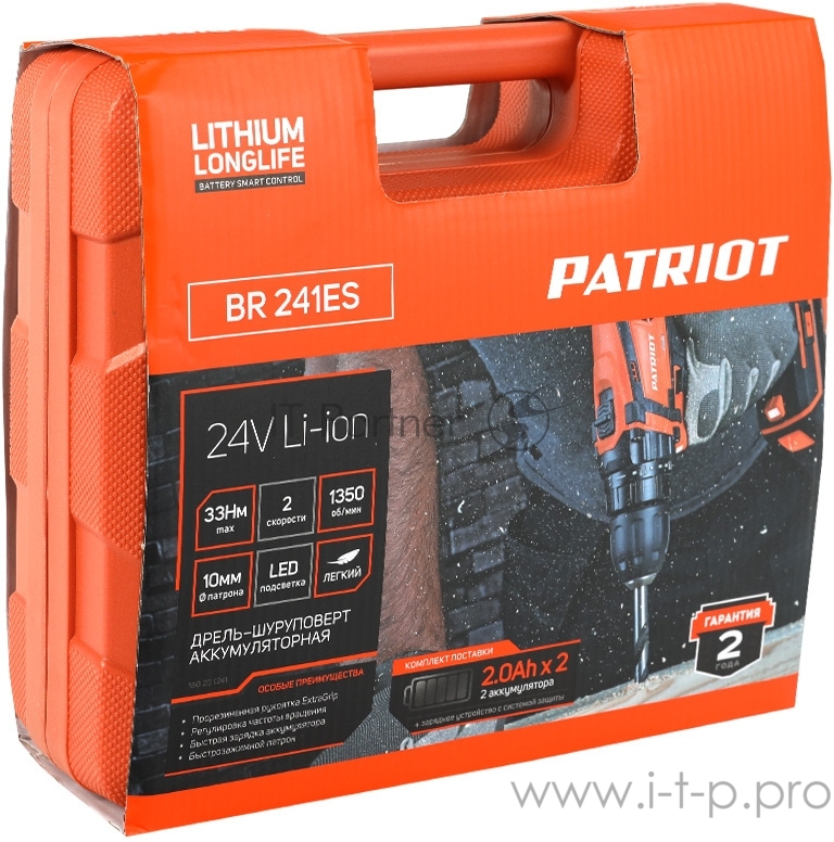 Дрель-шуруповерт Patriot BR 241 ES аккум. патрон:быстрозажимной
