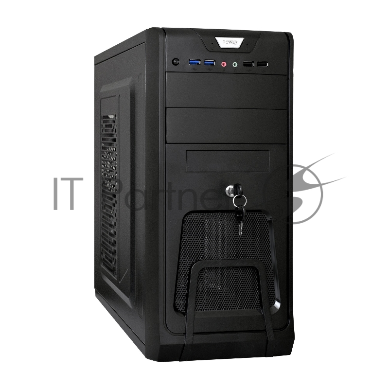 Корпус Miditower ExeGate CP-603UB Black, ATX, <CP350W, 80mm>, 2*USB+2*USB3.0, Audio, замок блокировки кнопки питания