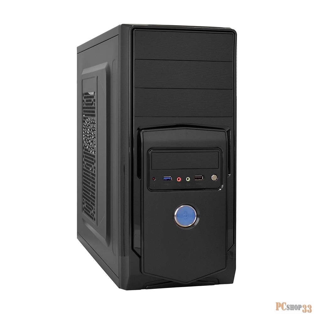 Корпус Miditower ExeGate CP-605U Black, ATX, <CP350W, 80mm>, 1*USB+1*USB3.0, Audio