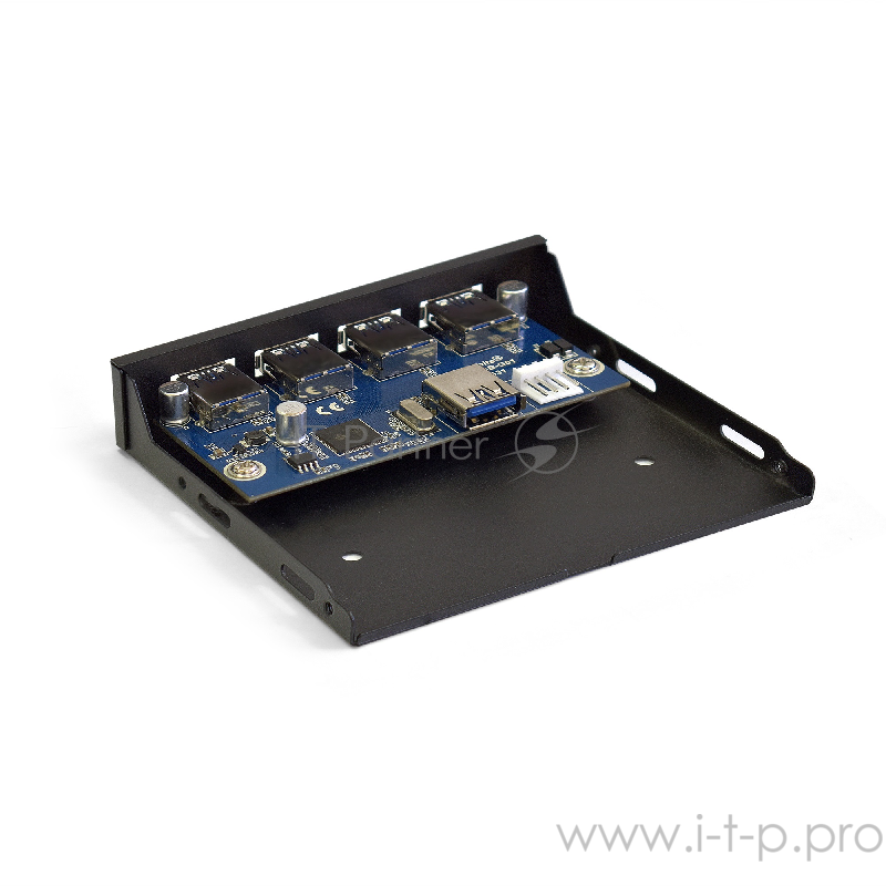 Планка USB на переднюю панель ExeGate U3H-625, 3,5, 4*USB3.0, черная, металл, подсоединение к мат. плате