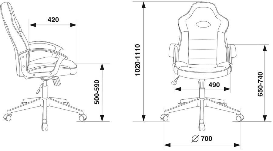 Кресло игровое Бюрократ VIKING-11/BL-RED черный/красный искусст.кожа/ткань