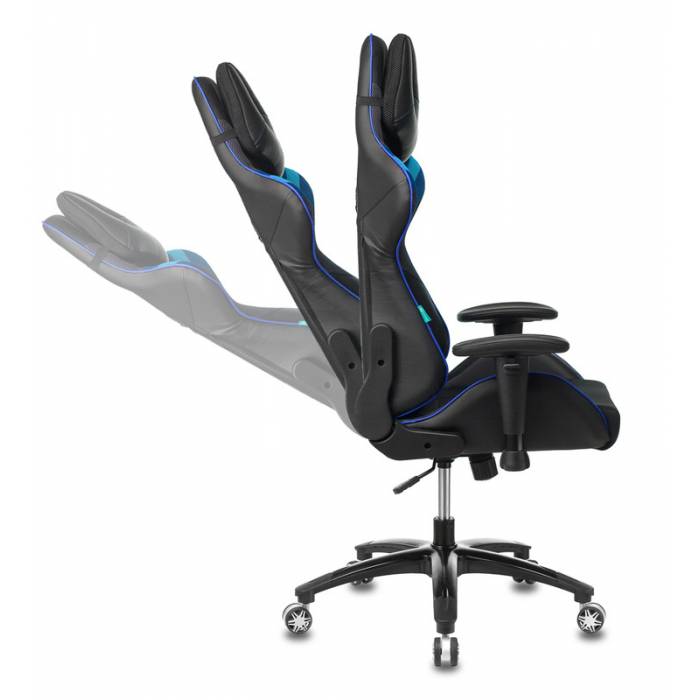 Кресло игровое Бюрократ VIKING 4 AERO BLUE две подушки черный/синий искусст.кожа/ткань