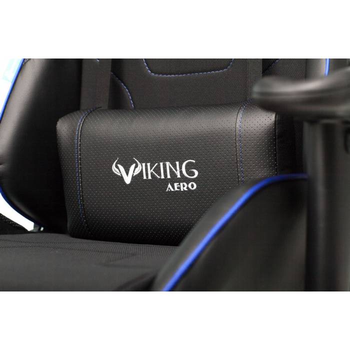 Кресло игровое Бюрократ VIKING 4 AERO BLUE две подушки черный/синий искусст.кожа/ткань