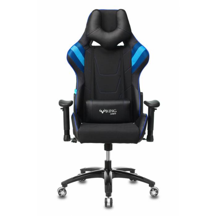 Кресло игровое Бюрократ VIKING 4 AERO BLUE две подушки черный/синий искусст.кожа/ткань