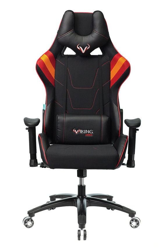 Кресло игровое Бюрократ VIKING 4 AERO RED две подушки черный/красный искусст.кожа/ткань