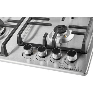 Газовая варочная поверхность Kuppersberg, ширина 60 см, 4 газовые конфорки, WOK конфорка(3,8 кВт), автоподжиг, газ-контроль, чугунные решетки, цвет нержавеющая сталь