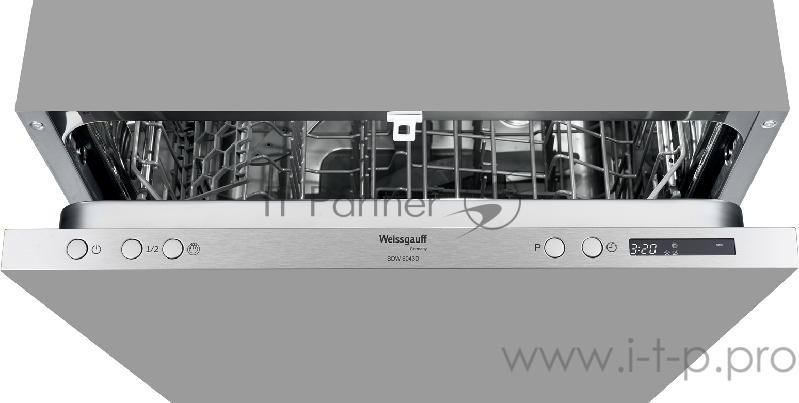 Встраиваемые посудомоечная машина Weissgauff BDW 6043 D, ширина 60 см, 81.5x59.8x55 см, 14 комплектов, 4 программы:Авто, Экономичная, Стекло, Быстрая, электронное управление, LED индикация и дисплей, Выдвижная корзина для столовых приборов на верхнем
