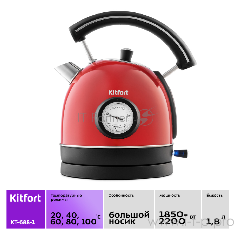 Чайник Kitfort КТ-688-1 красный