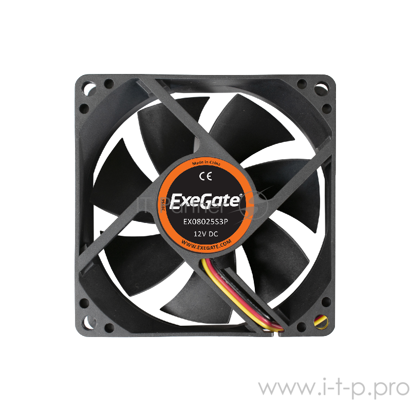 Вентилятор ExeGate EX08025S3P, 80x80x25 мм, подшипник скольжения, 3pin, 1800RPM, 23dBA