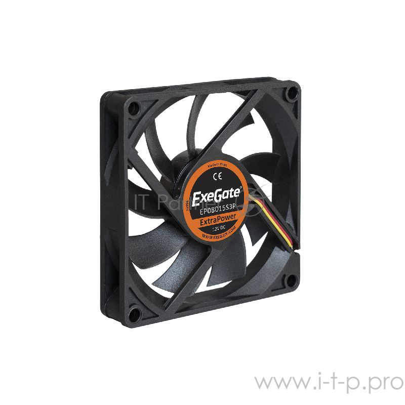 Вентилятор ExeGate ExtraPower EP08015S3P, 80x80x15 мм, подшипник скольжения, 3pin, 2500RPM, 26dBA