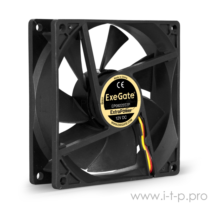 Вентилятор ExeGate ExtraPower EP09225S3P, 92x92x25 мм, подшипник скольжения, 3pin, 2200RPM, 24dBA