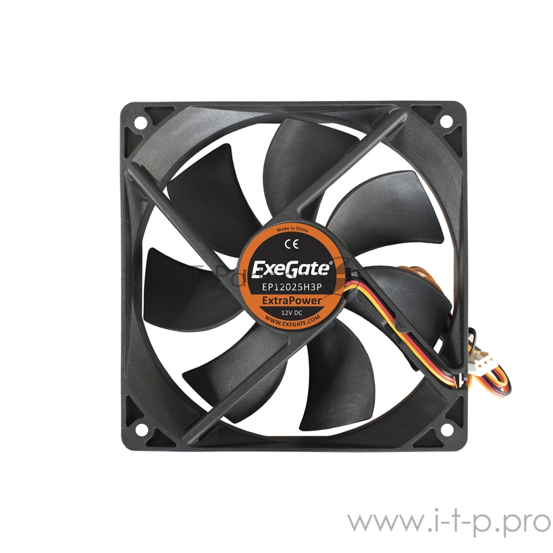 Вентилятор ExeGate ExtraPower EP12025H3P, 120x120x25 мм, гидродинамический, 3pin, 1800RPM, 27dBA