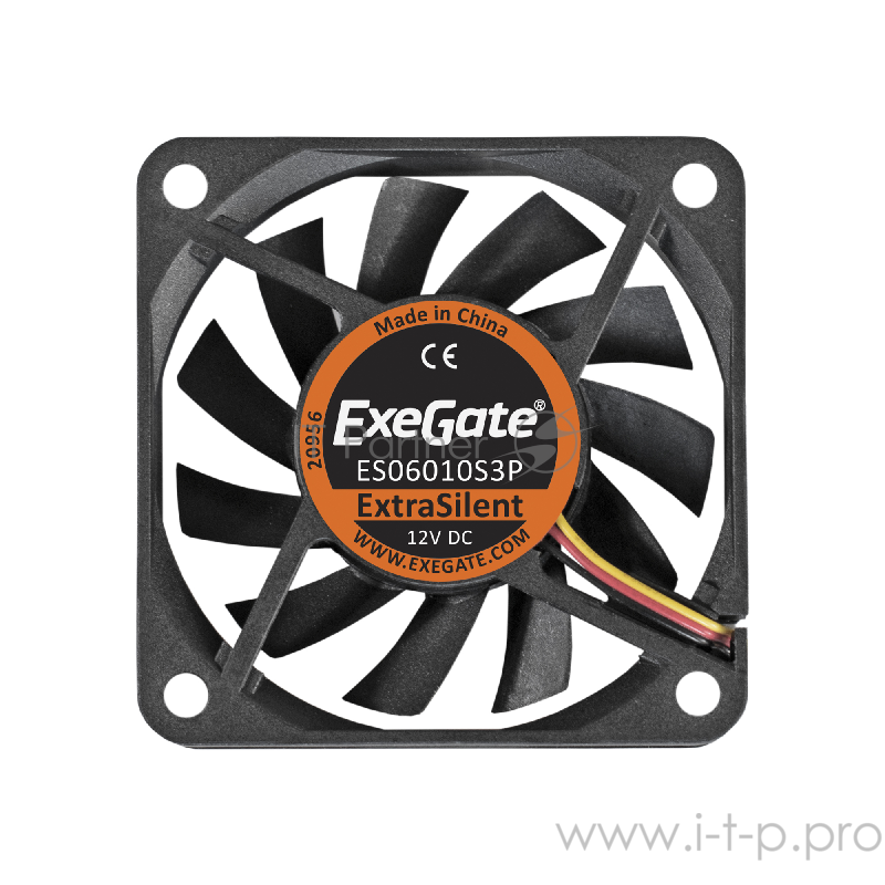 Вентилятор ExeGate ExtraSilent ES06010S3P, 60x60x10 мм, подшипник скольжения, 3pin, 3000RPM, 23dBA