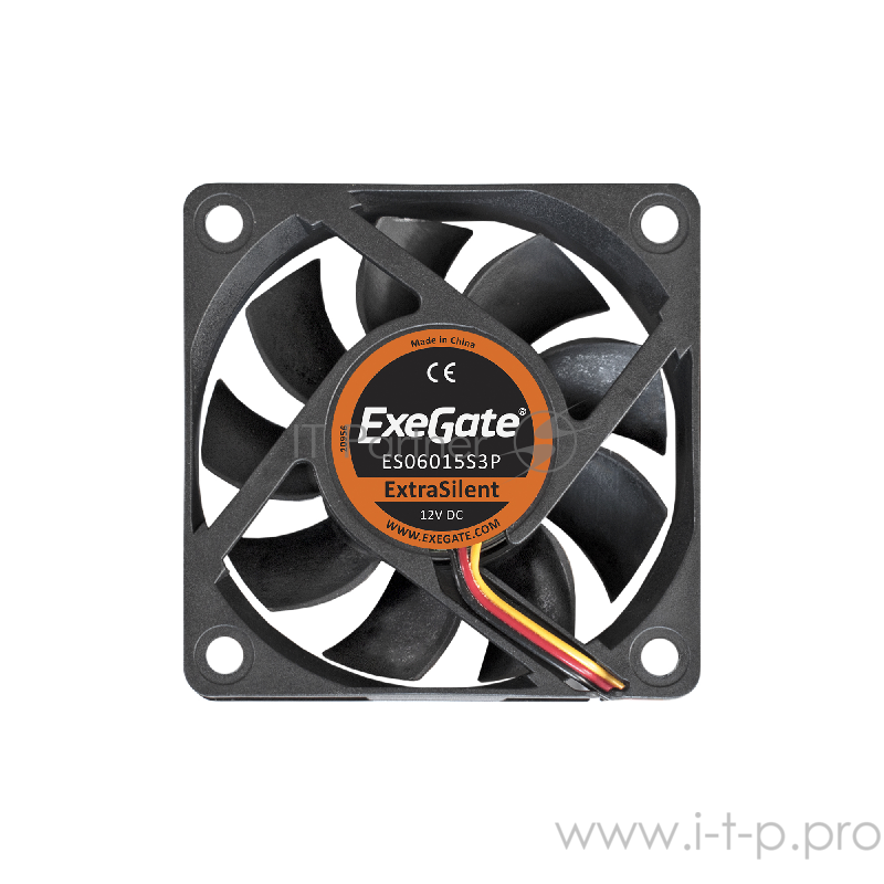 Вентилятор ExeGate ExtraSilent ES06015S3P, 60x60x15 мм, подшипник скольжения, 3pin, 2500RPM, 22dBA