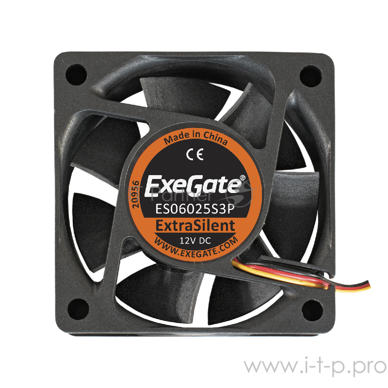 Вентилятор ExeGate ExtraSilent ES06025S3P, 60x60x25 мм, подшипник скольжения, 3pin, 2500RPM, 22dBA