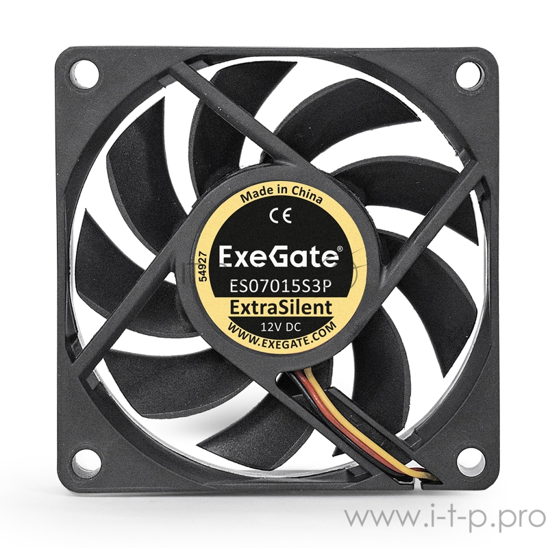 Вентилятор ExeGate ExtraSilent ES07015S3P, 70x70x15 мм, подшипник скольжения, 3pin, 2500RPM, 23dBA