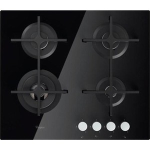 Встраиваемые газовые панели Whirlpool/60см, газ на стекле, автоподжиг, газ-контроль, чугунные решетки, форсунки для баллонного газа (G30) в комплекте, черный глянец