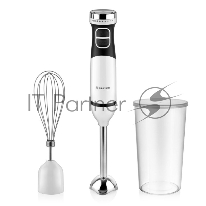 Блендер погружной BRAYER BR1243, 800 Вт, нерж лез, 2 ск, пл. рег, венч, стак 700, бел