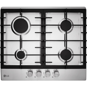 Газовая варочная панель LG HU641BAG Нержавеющая сталь, управление спереди, скоростной тип поджига, автоподжиг конфорок, детектор затухания пламени, долговечные материалы, 4 конфорки, механический тип управления, переднее расположение панели управлен
