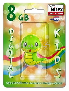 Флеш накопитель 8GB Mirex Snake, USB 2.0, Зеленый