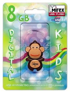 Флеш накопитель 8GB Mirex Monkey, USB 2.0, Коричневый