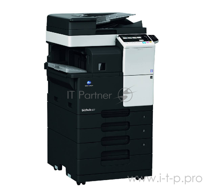 МФУ Konica-Minolta bizhub 227 монохромное, A3, 22 стр./мин., 19000стр/мес, 250GB, сеть, дуплекс, 2*500л, 2GB
