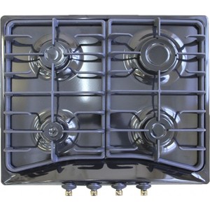 Electronicsdeluxe 5840.00гмв-006 ЧР в.г/пан Газовая 4-х конфорочная, газ-контроль, электро.розжиг в ручке, ручки блестящее золото, электроподжиг в ручке, эмаль черная матовая BLACK MATT, чугунные реш., размер 58x50x8,5см