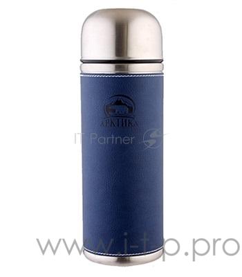 Термос бытовой, вакуумный, питьевой, в кожаной оплетке, синий, 500 мл, Арктика 108-500 (в уп. 6 шт)