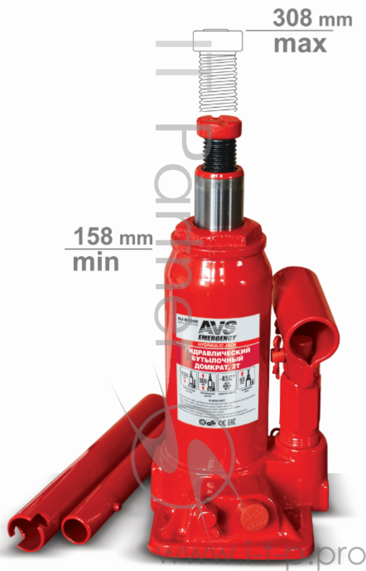 Домкрат AVS HJ-B2000 гидравлический 2т 158-308мм.