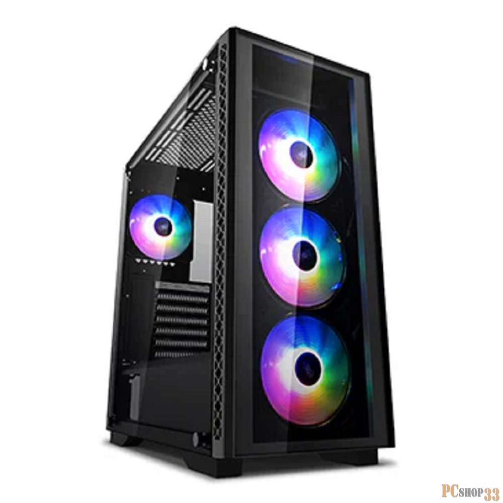 Корпус Deepcool MATREXX 50 ADD-RGB 4F без БП, боковое окно (закаленное стекло), 3xRGB LED 120мм ветилятора спереди и 1xRGB LED 120мм ветилятора сзади, черный, ATX