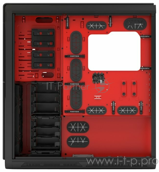 Корпус PHANTEKS Enthoo Primo SE Sand-blasting Black-Red, Red LED, без БП, алюминиевая лицевая и верхняя панели, боковое окно, Full-Tower